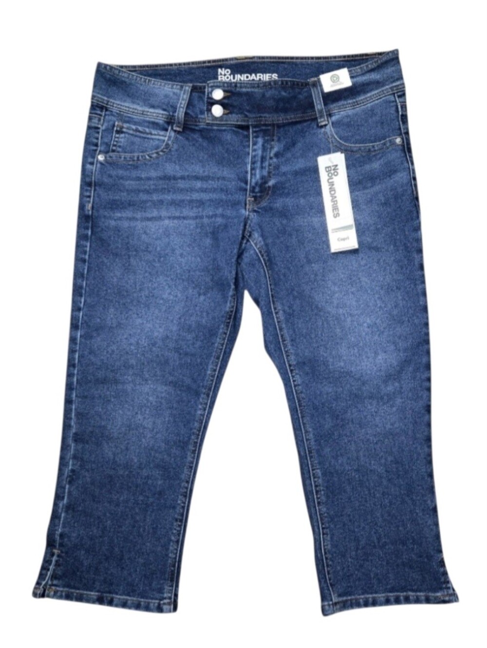 No Boundaries Low Rise Denim Capri Pants, 21" Inseam in Dark Wash, Size 14, NWT!